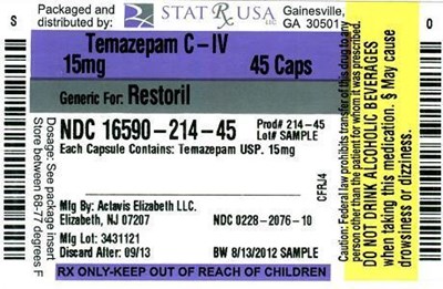 Temazepam C-iv  15 mg  Label Image (Temazepam C Iv  15 mg  Label)